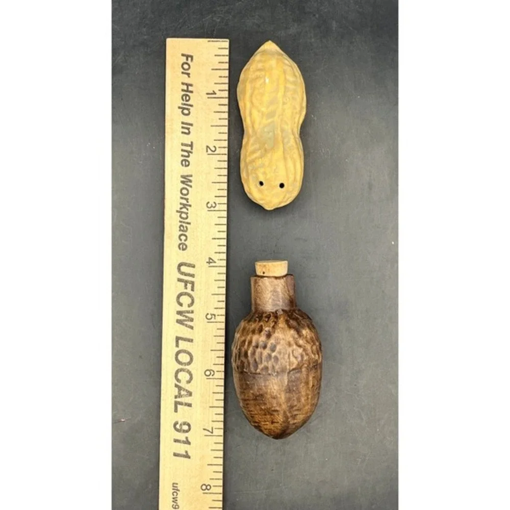 Vtg Peanut & Acorn Ceramic Salt & Pepper Shakers‎ Rustic Farmhouse Decorative 3